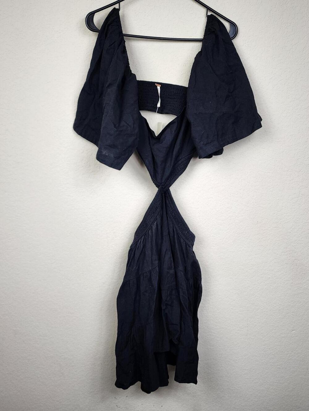 NWT Free People Large Black Open Back Mini Summer Dress